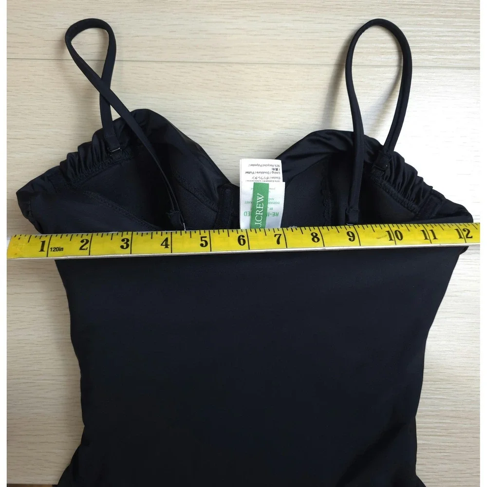 J Crew Swimsuit Womens Size 2 Black One Piece Ruched‎ Bust Recycled Lined BR018